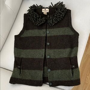 Woolrich Wool Women’s Green and Brown Striped Vest